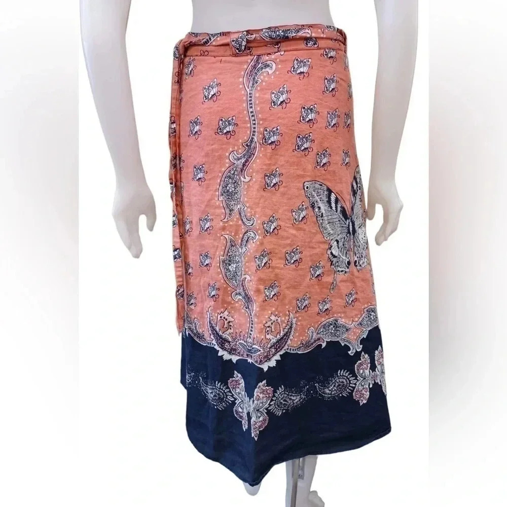 💥HOST PICK💥 Lucky Brand Boho Linen Blend  Wrap Skirt Size Small - Picture 4 of 10